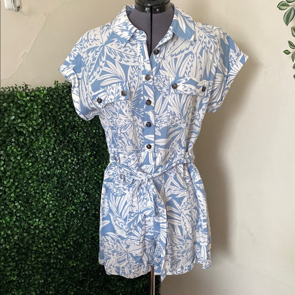 Boden Pants - Boden Blue and White Button-Up Romper